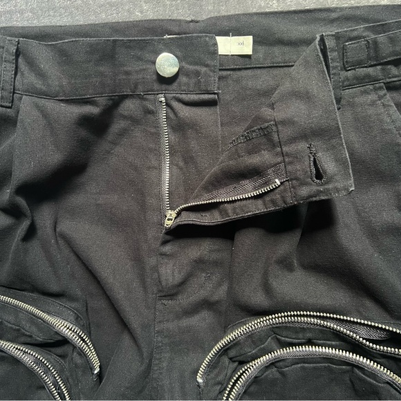 mnml Cargo Shorts XXL Black Cotton Front Zipper Pockets Grunge Streetwear Beach - Picture 5 of 12